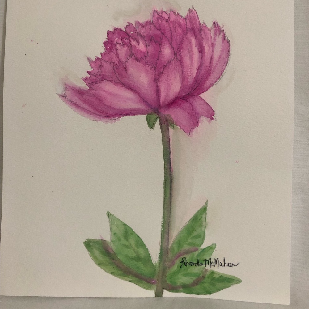 Original Peony Watercolor Painting - Picture 2 of 4